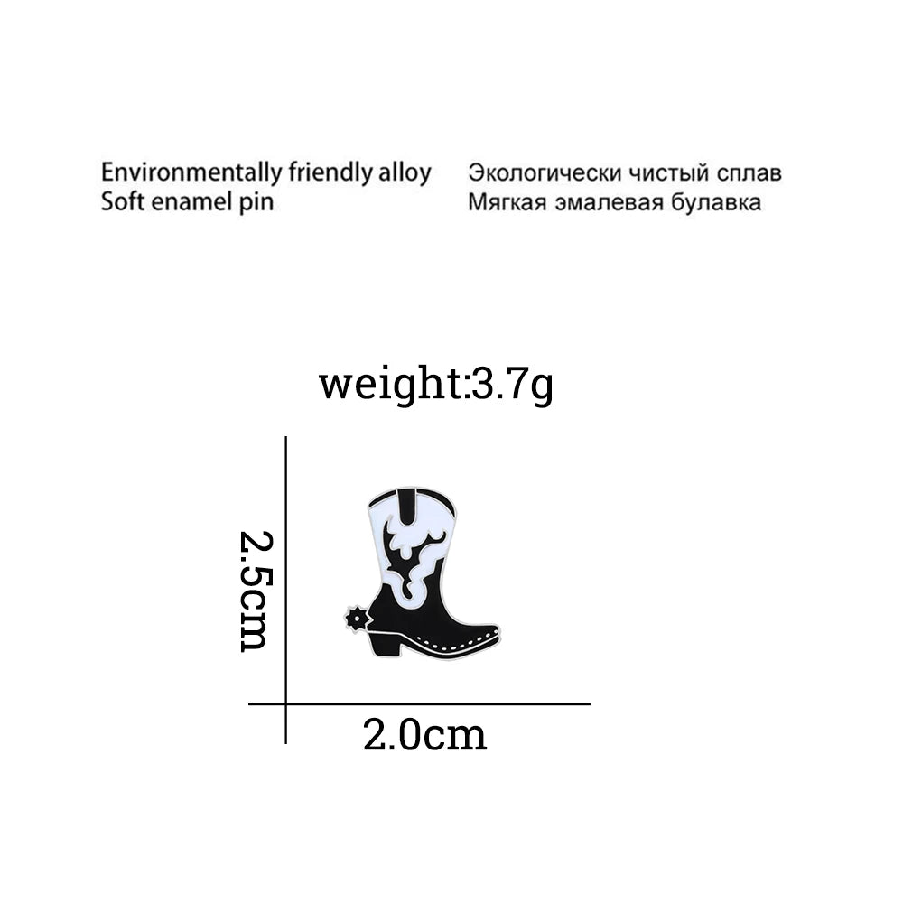 Cool Black Boots Enamel Pins Cowboy Hat Shoes Brooches Women Men Jeans Coat Lapel Pin Badges Jewelry Accessories Gift for Friend