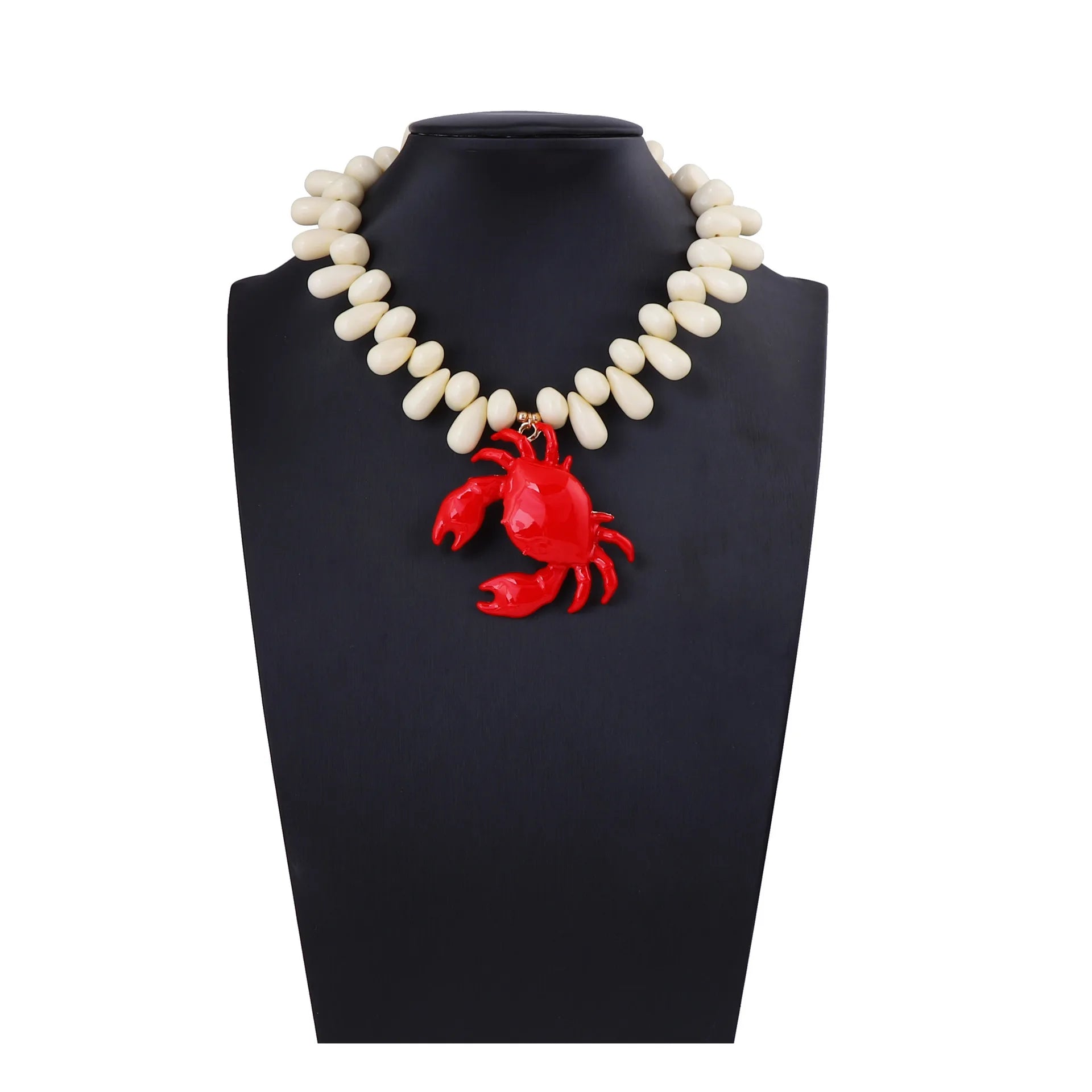 2025 New Summer Ocean Leisure Beaded Alloy Crab Pendant Necklace