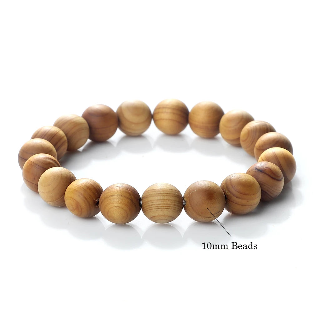 High Quality Cliff Cypress Wooden Beads Bracelets Women Men Meditation Handmade Stretch Bracelets Healing Yoga Jewelry 6/8/10mm