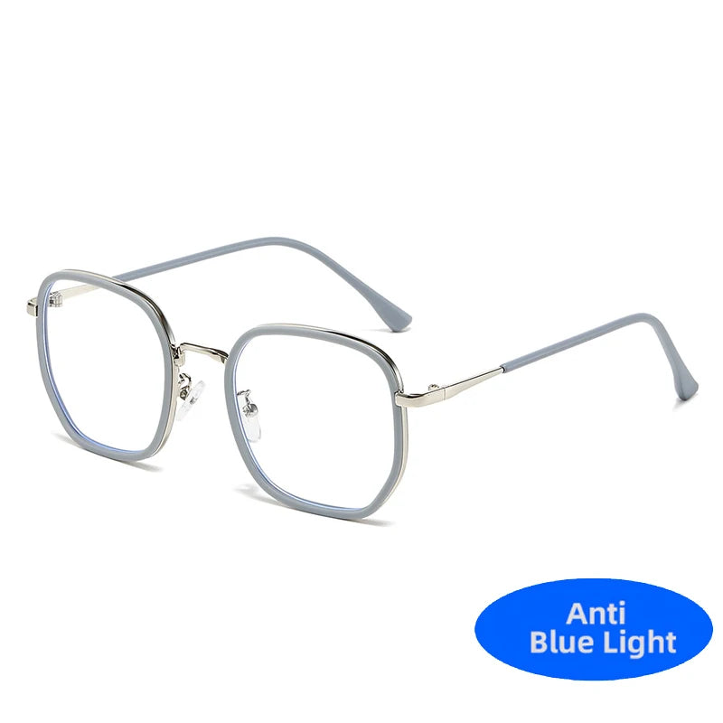 New Simple Square Metal Anti Blue Light Glasses Men Women Oversized Retro Optical Spectacles Frame Fashion Prescription Eyeglass