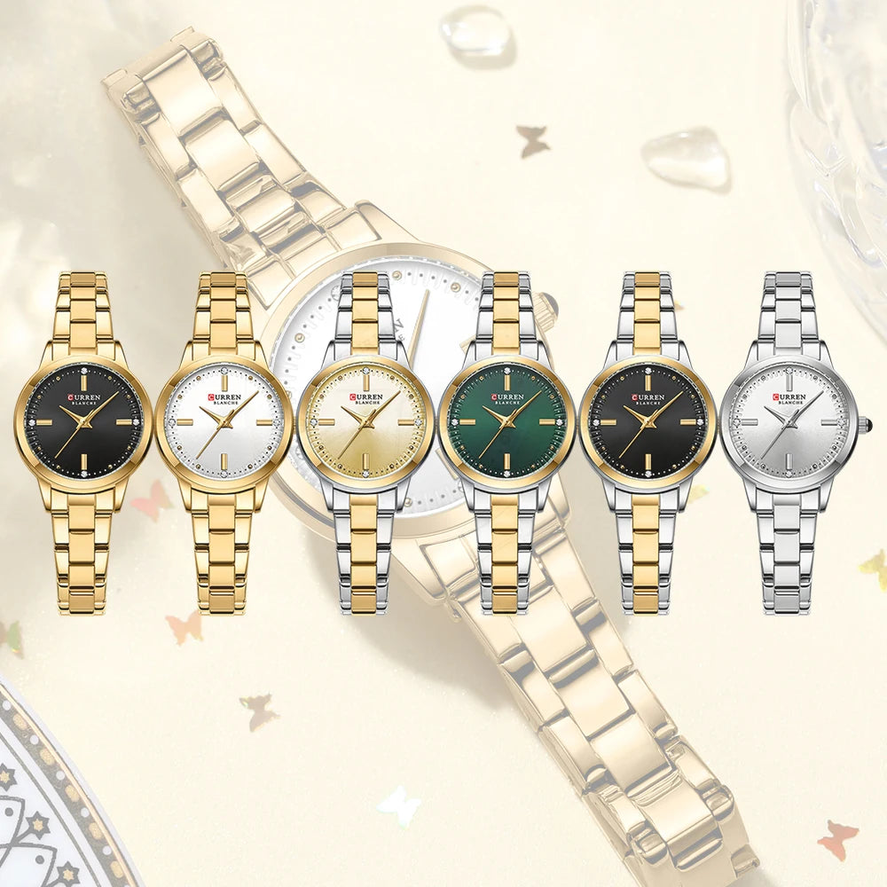 CURREN Simple Round Dial Fashion Dress Quartz Watches for Ladies with Stainless Steel Bracelet Luxury Wristwatches - Madeinsea©