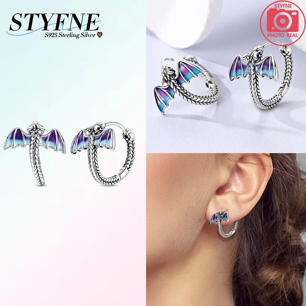 925 Sterling Silver Insect series butterflies luminous fireflies Hoop Earrings With Zircon for Wedding Party Women Jewelry Girls
