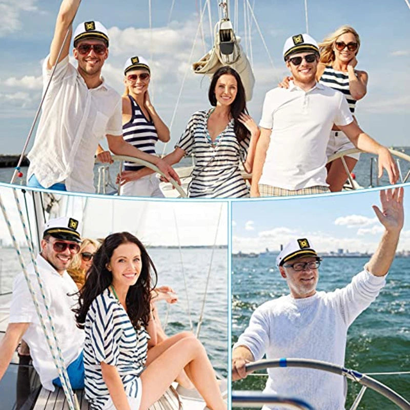 Adult Yacht Military Hats Boat Skipper Ship Sailor Captain Costume Hat Adjustable Cap Navy Marine Admiral For Men Women