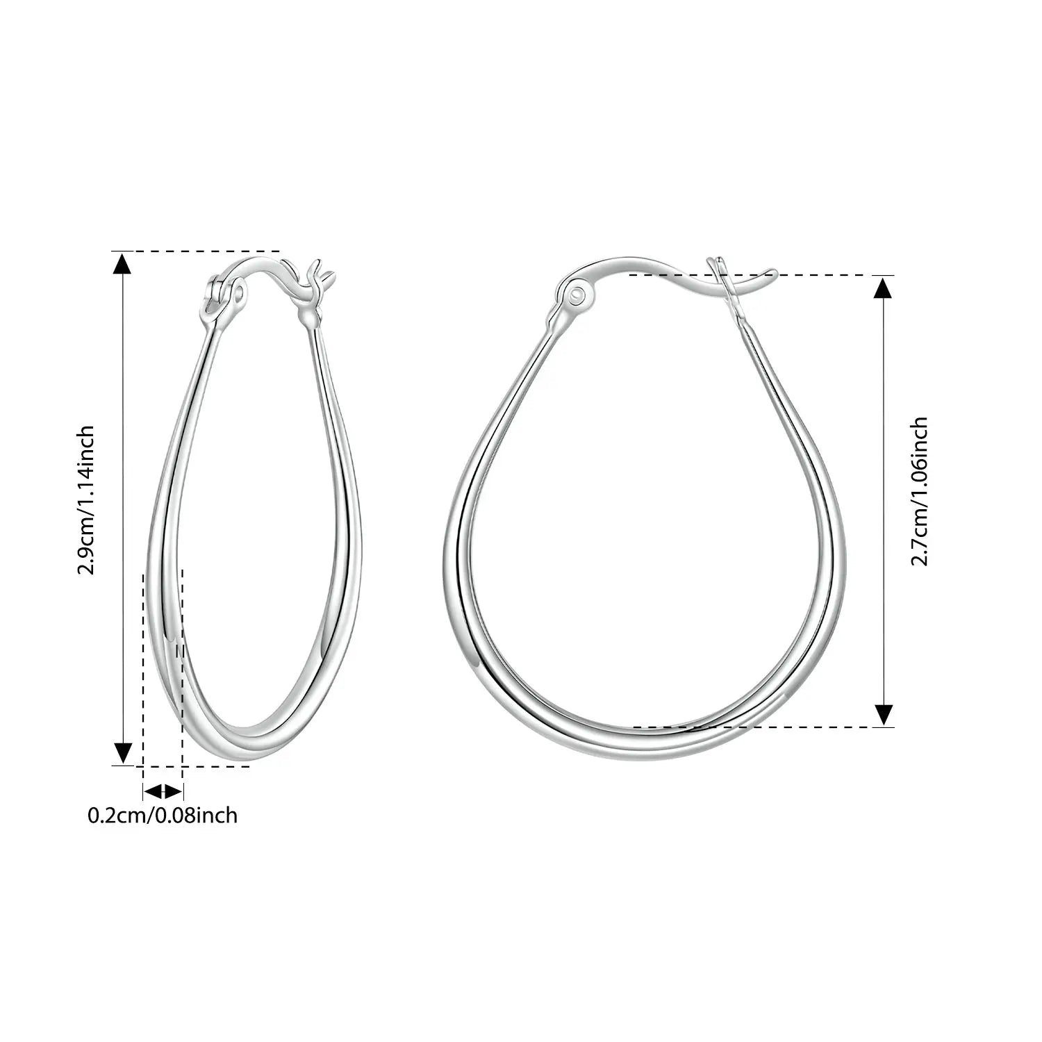 BAMOER Große ovale Creolen aus 925er Sterlingsilber, klobige, hypoallergene Ohrringe, ideal für Damen, Punk- und klassischer Schmuck, perfektes Geschenk