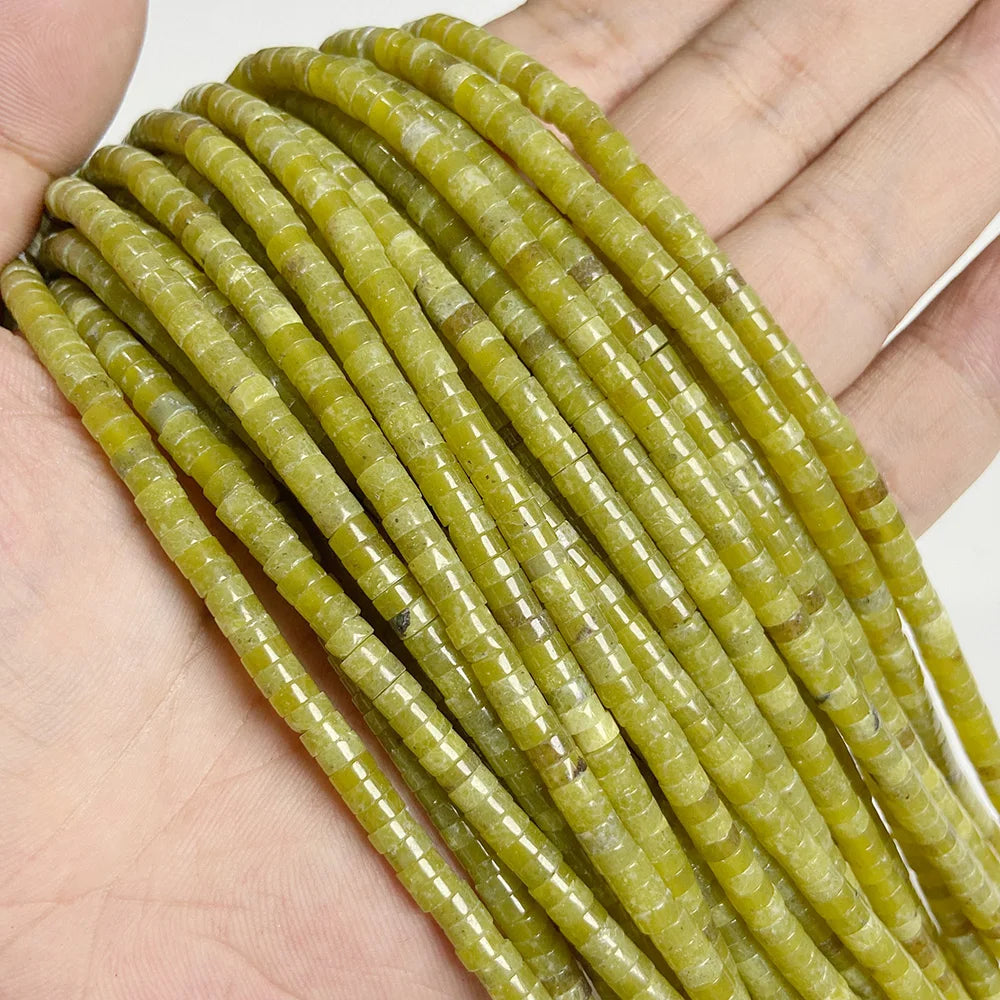 Green Natural Flat Disc Round Stone Bead 4x2mm Jade Aventurine Jasper Heishi Beads For Jewelry Making Bracelet Necklace Handmade