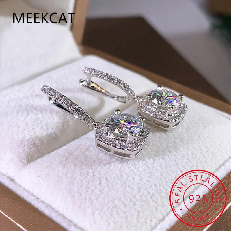 D Moissanite 3ct Earrings 925 Sterling Silver Original Certified Moissanite 1ct Hoop Drop Dangle Earrings 2ct Huggie for Women