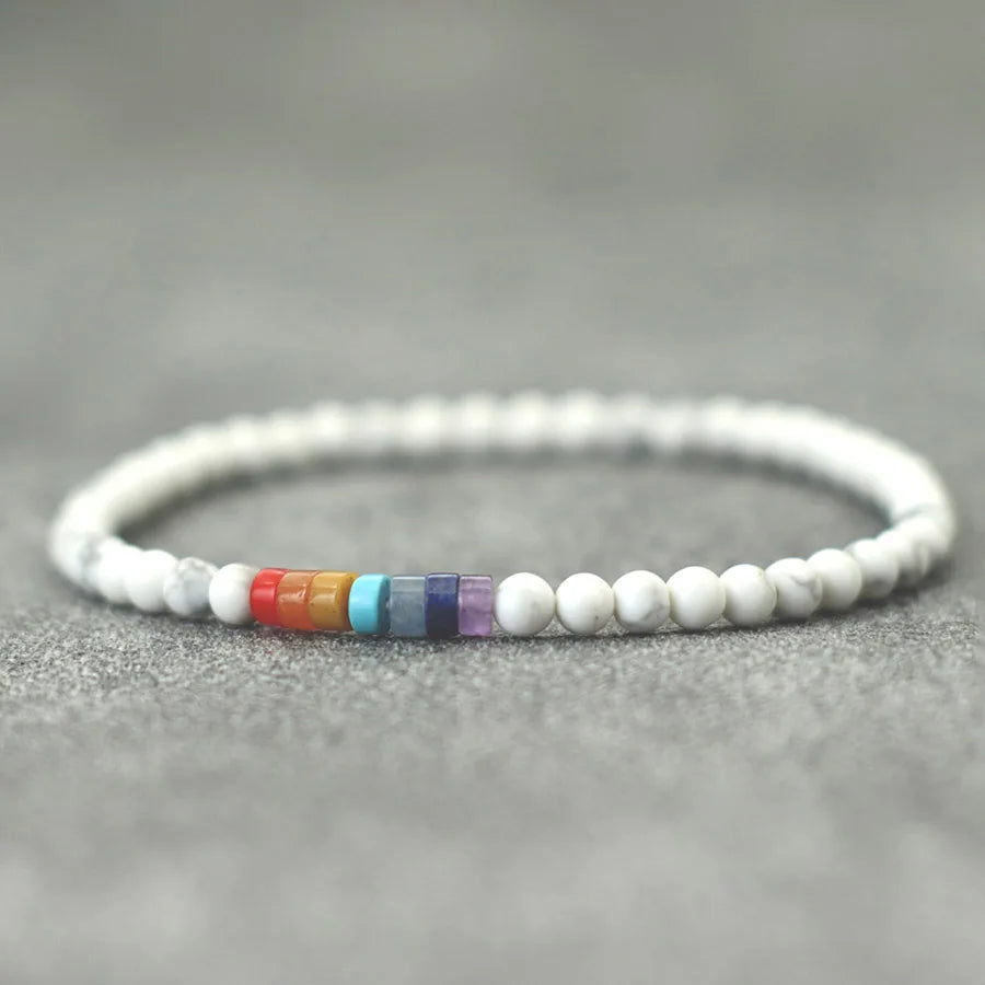 Handmade 4mm Beads Bracelet For Men Healing Chakra Braslet Meditation Accessories Volcanic Rock Howlite Braclet Pulsera Hombre