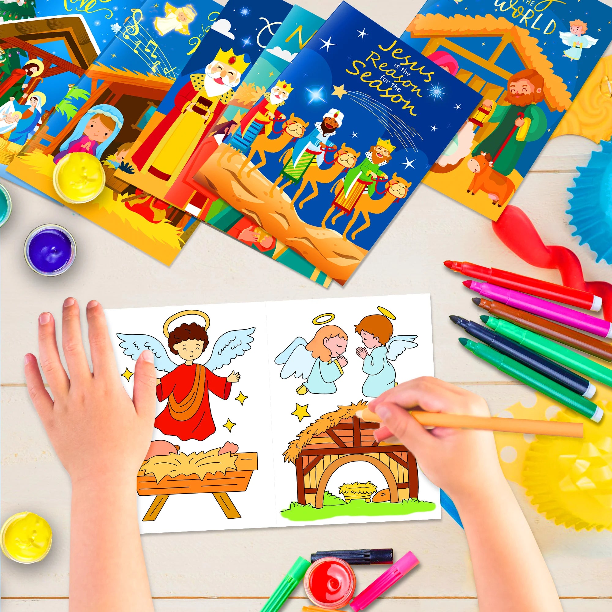 12pcs Nativity Christmas Graffiti Painting Book DIY Coloring Picture Book Baby Shower Birthday Party Decor Drawing Notebook