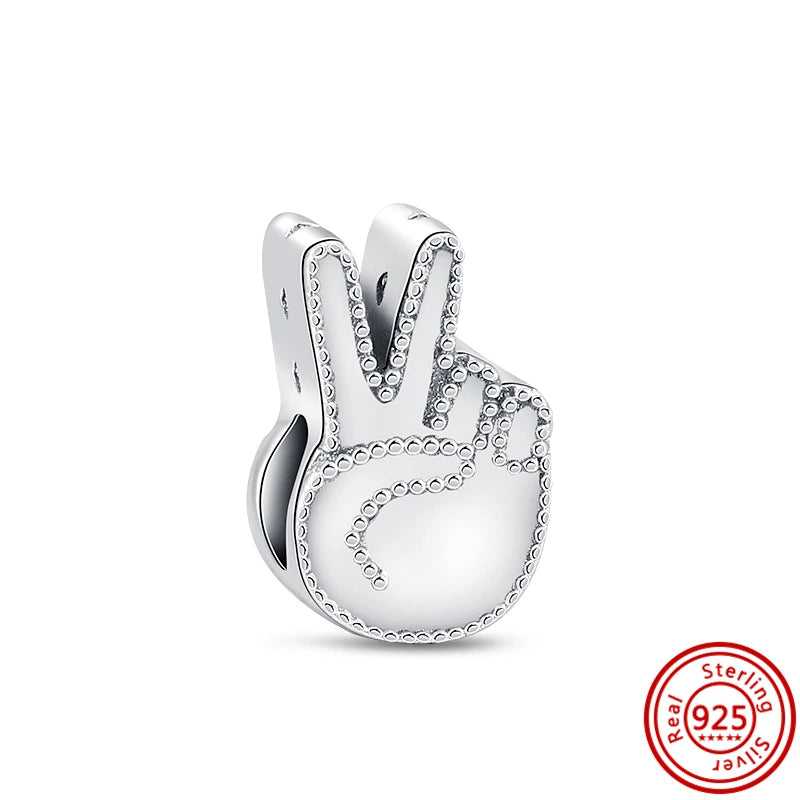 Authentic 100% 925 Sterling Silver Fit Original Pantaro Charms Bracelet Heart Round Style Simple Beads Women DIY Jewelry Making