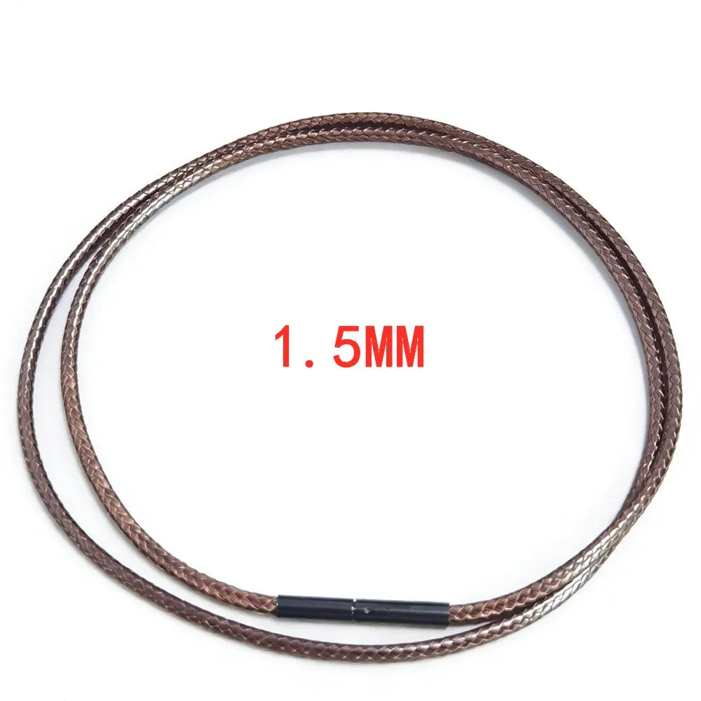 MKENDN Black Leather Chain Necklace for Diy Women Men Handmade Braid Rope Long Necklace 40/50/60/70CM Neck Pendant Chain Jewelry