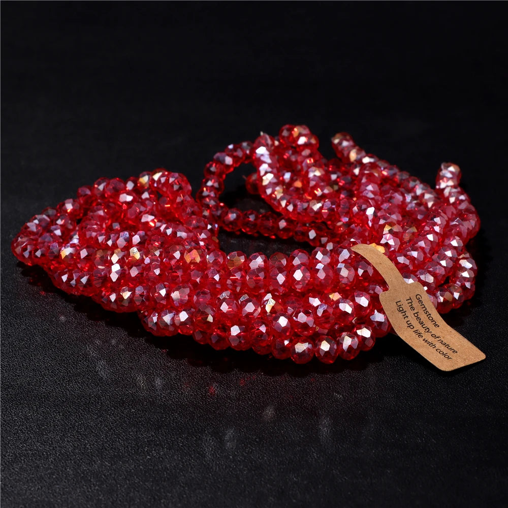 Wholesale 5 strand/lot Faceted Austrian Crystal Bead Rondelle Loose Spacer AB Color Glass Beads For Jewelry Making  Accessories