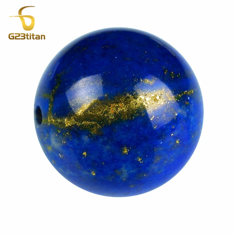 Surgical Titanium Piercing Jewelry Natural Blue Lapis Lazul Bead Semi Precious Stone Earrings Women Men Ear Studs Accesories