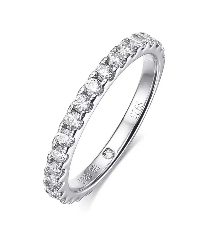 Serenity 2mm D Moissanite Row Rings For Women Gift S925 Sterling Silver Jewelry Sparkling Lab Diamond Eternity Rings Plated 18K - Madeinsea©
