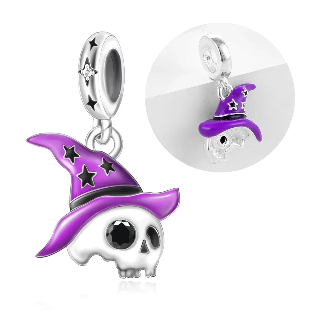 Night Glow Pumpkin,Skull,Vampire,Witch,Ghost Halloween Series Charm fit Pan Original Bracelet Holiday Jewelry DIY Fun Beads