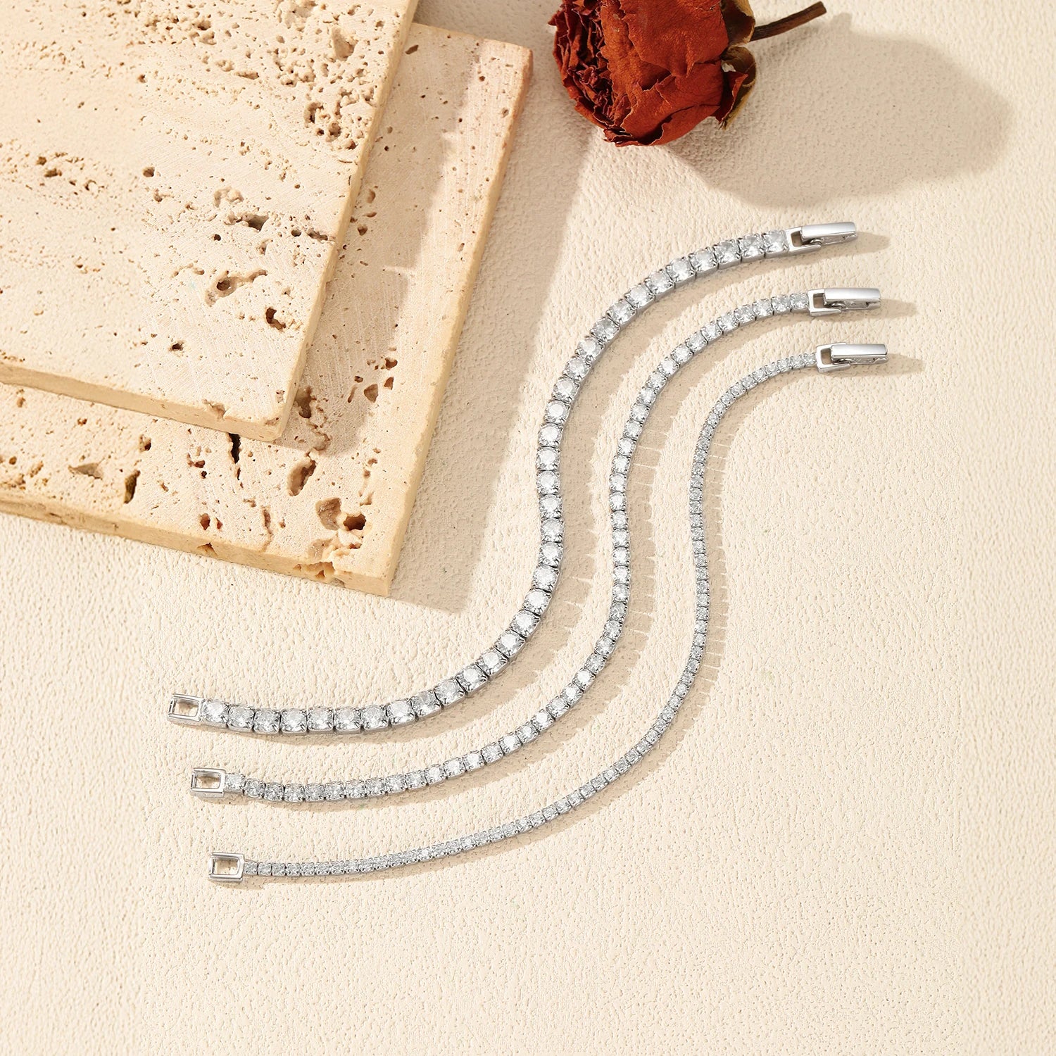 MODIAN 3MM 4MM 5MM Fashion Bracelets 925 Sterling Silver Luxury Round Clear CZ Thin Tennis Bracelet For Women Fine Jewelry Gifts