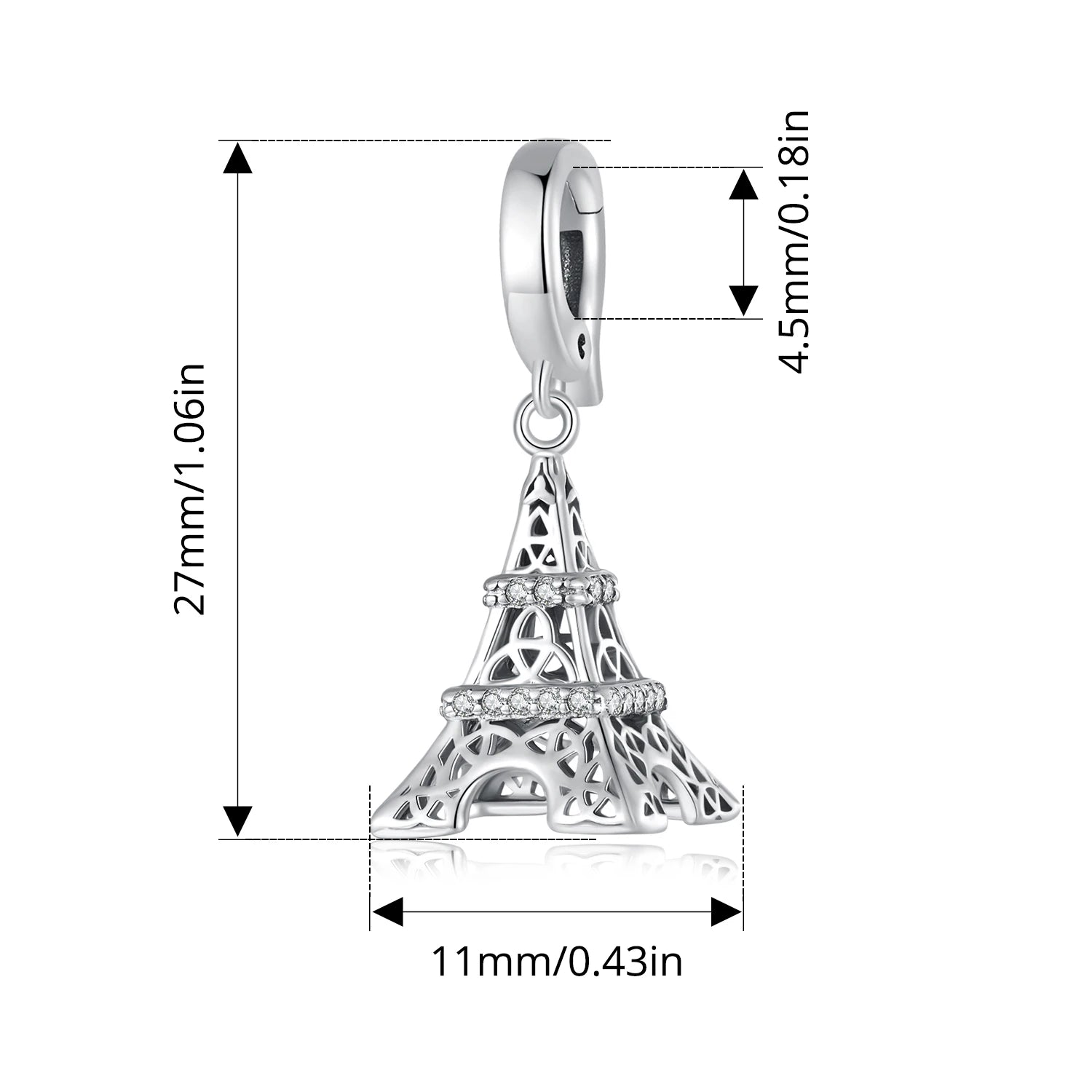 BISAER 925 Sterling Silver World Famous Building Style Charms Beads Eiffel Tower Big Ben Pendant Fit Bracelets DIY Fine Jewelry