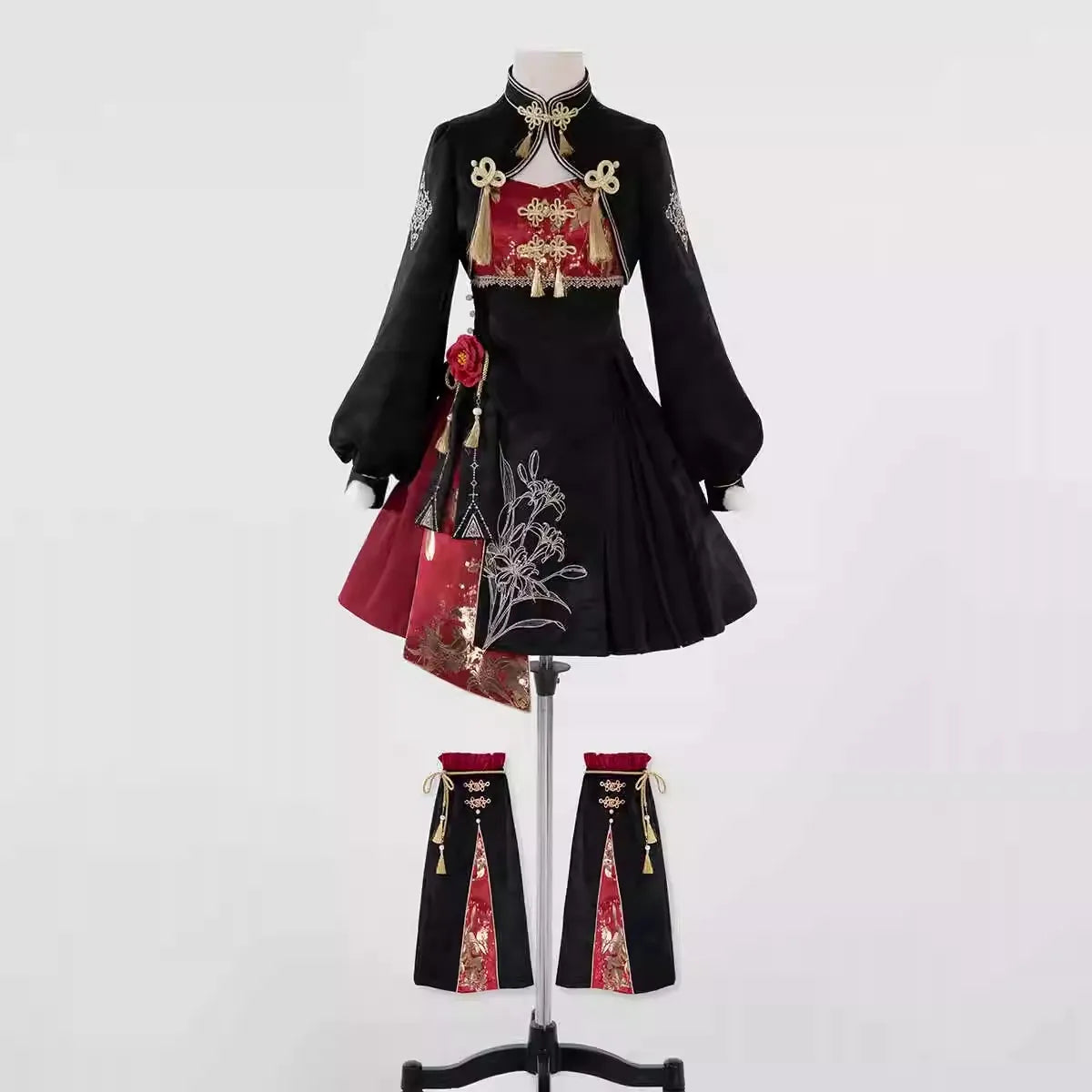 Chinese Style Gothic Lolita Dress Women Punk Style Sweet Black Red Eveing Party Dresses Harajuku Y2k Cosplay Princess Mini Dress