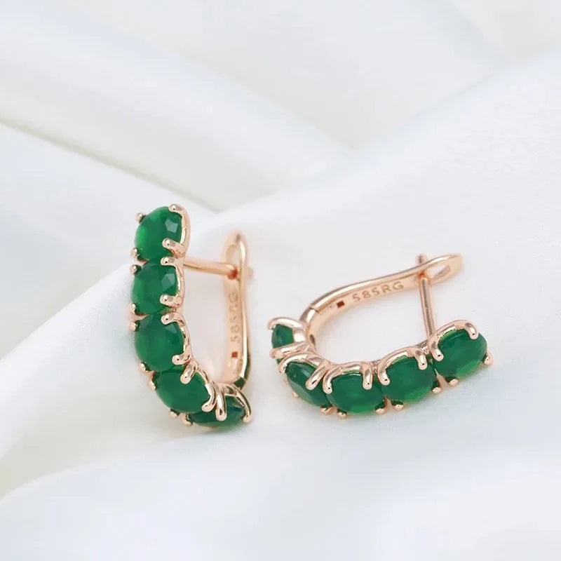 14K Multi Gold Ring for Women Natural Emerald with Diamond Jewelry Anillos De Bizuteria Anillos Mujer Gemstone earrings Box