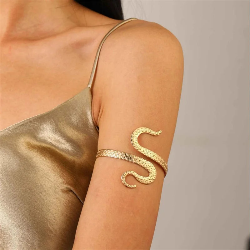 Elegant Flower Open Arm Bracelet Adjustable Bangle For Women Gold Plated Starfish Shell Octopus Shape Arm Cuff Party Jewelry