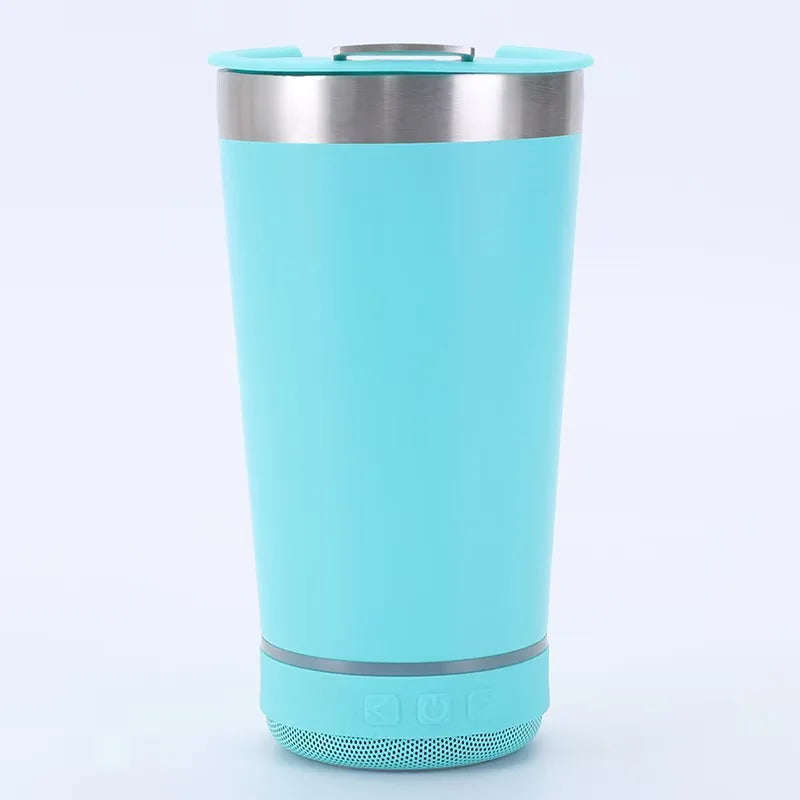 16oz smart bluetooth speaker car portable car cup creative bottle opener stainless steel thermos cup