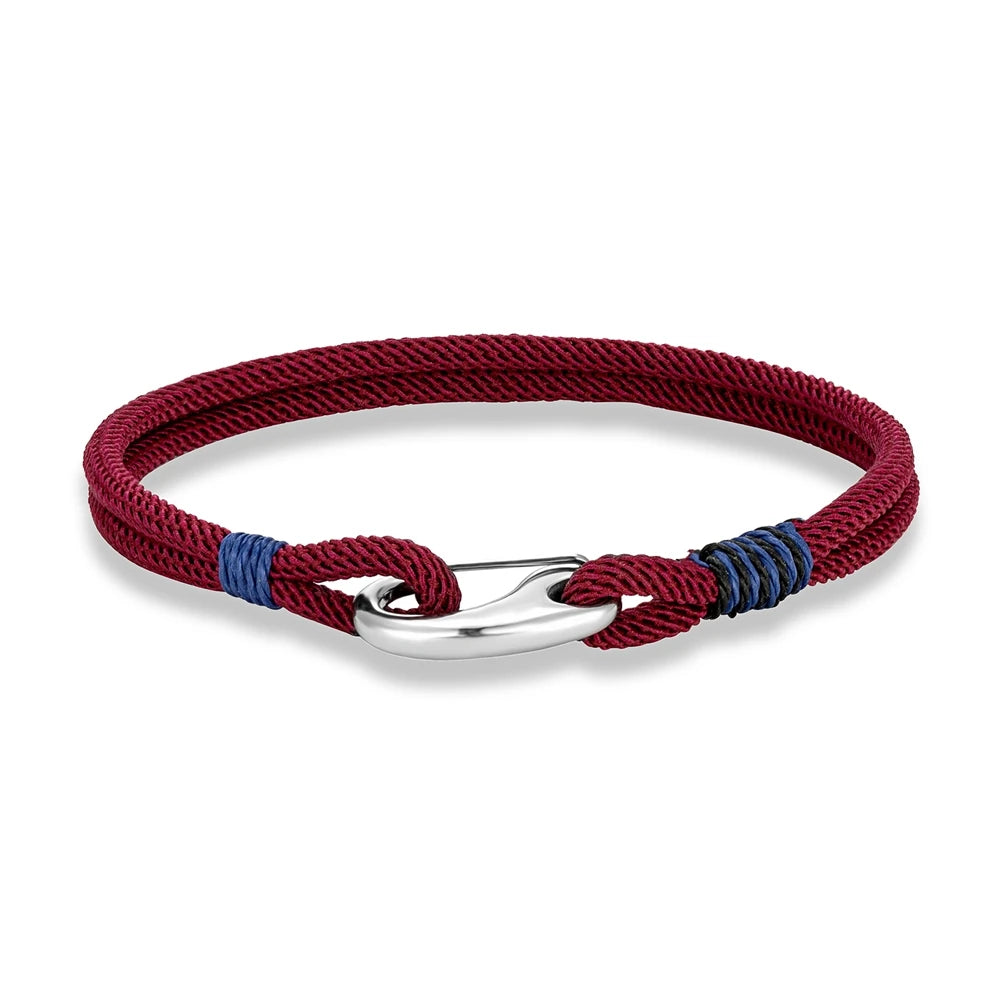 MKENDN Fashion Stainless Steel Lobster Spring Clasp Double Strand Braided Rope Bracelet for Men Women Couple Jewelry Gifts