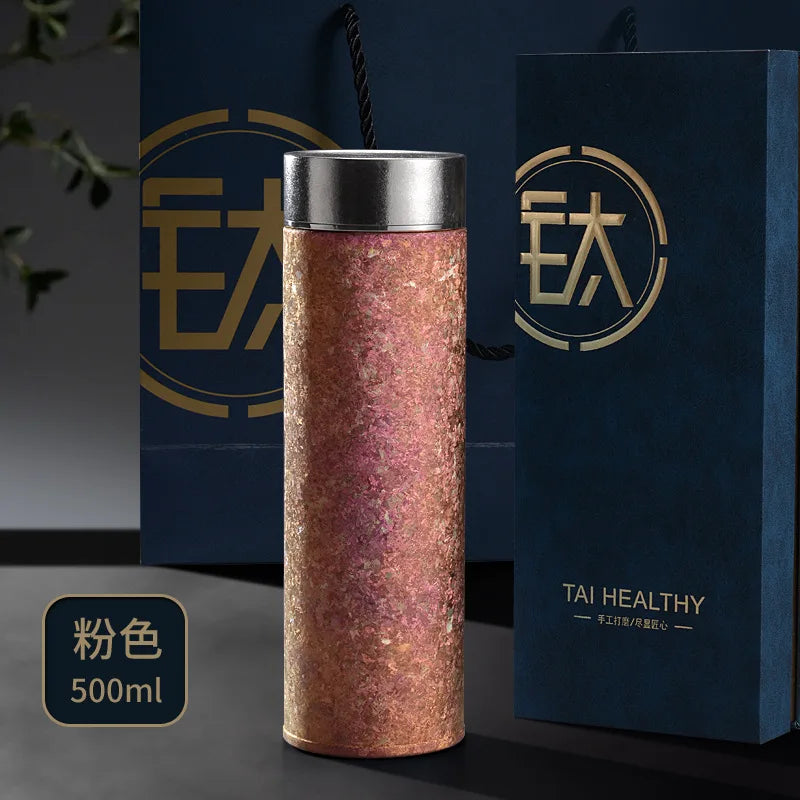 500ML Pure Titanium Thermal Mug Double Wall Vacuum Large Capacity Insulated Cup Office Home Tumbler Outdoor Water Bottle Gifts