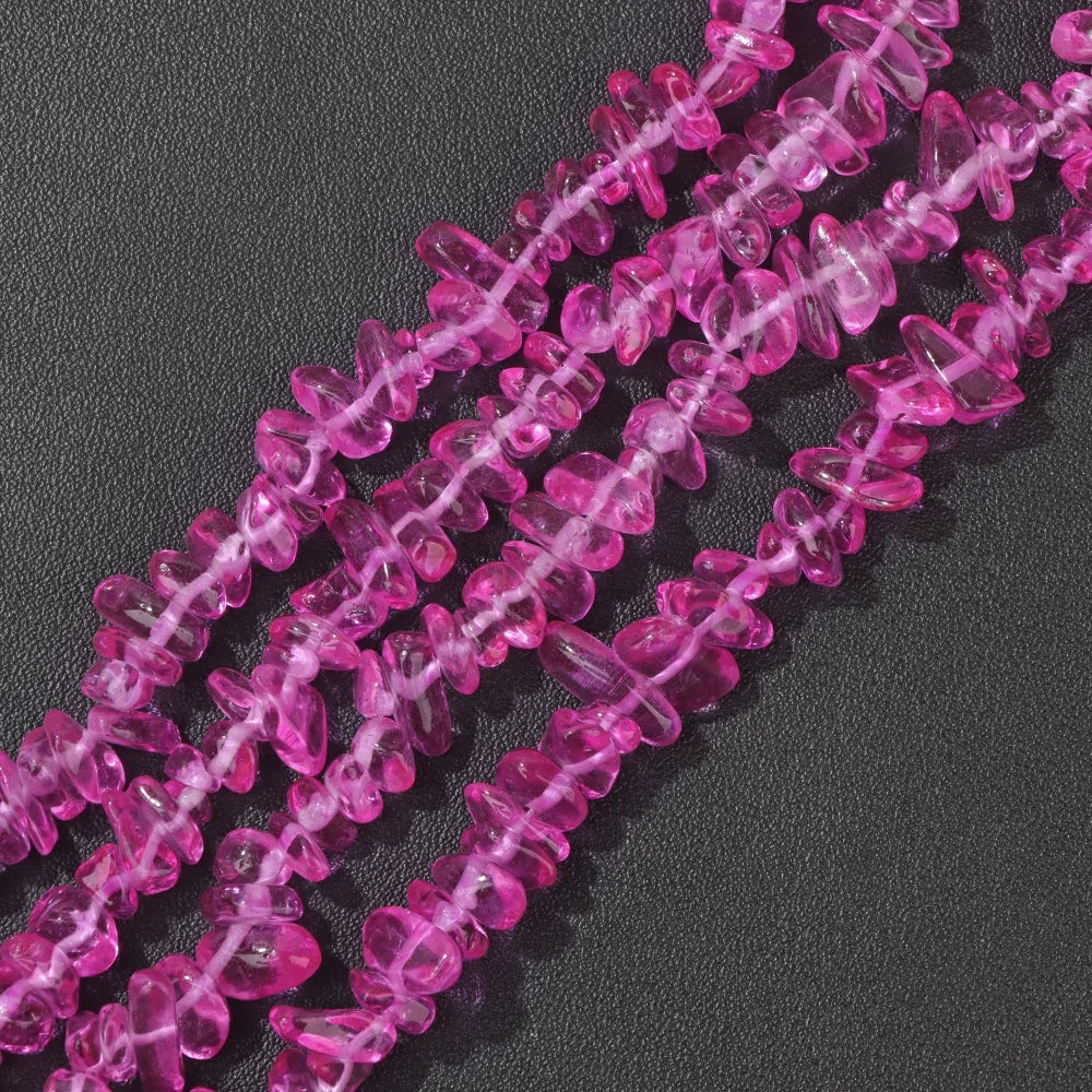 5-8MM Colorful Irregular Glass Beads Dyed Transparent Crystal Chips Beads Fit DIY Women Jewelry Bracelet Necklace Earring