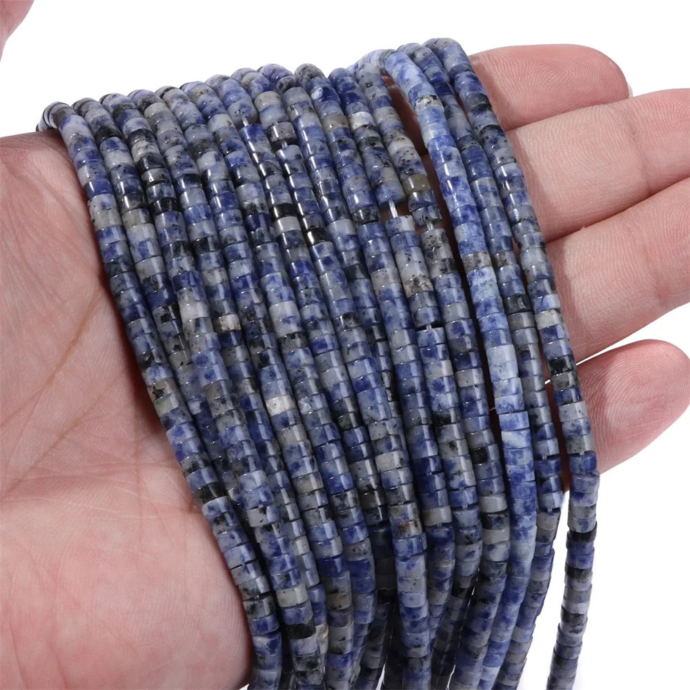 2x4mm Blue Flat Round Stone Bead Imperial Agates Jades Rondelle Loose Beads For Jewelry Making DIY Bracelets Necklace Handmade