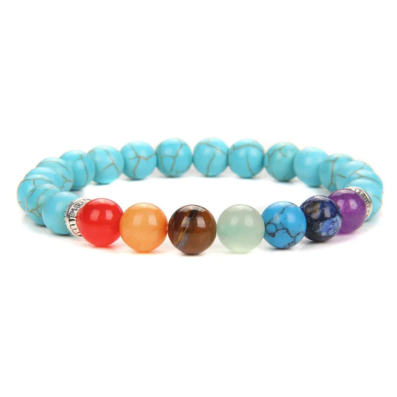 MKENDN 7-Chakra-Armbänder, buddhistisches Lotus-Amulett-Armband, Herren-Armband mit natürlichen Reiki-Steinen und Amethysten, Damen-Yoga-Schmuck