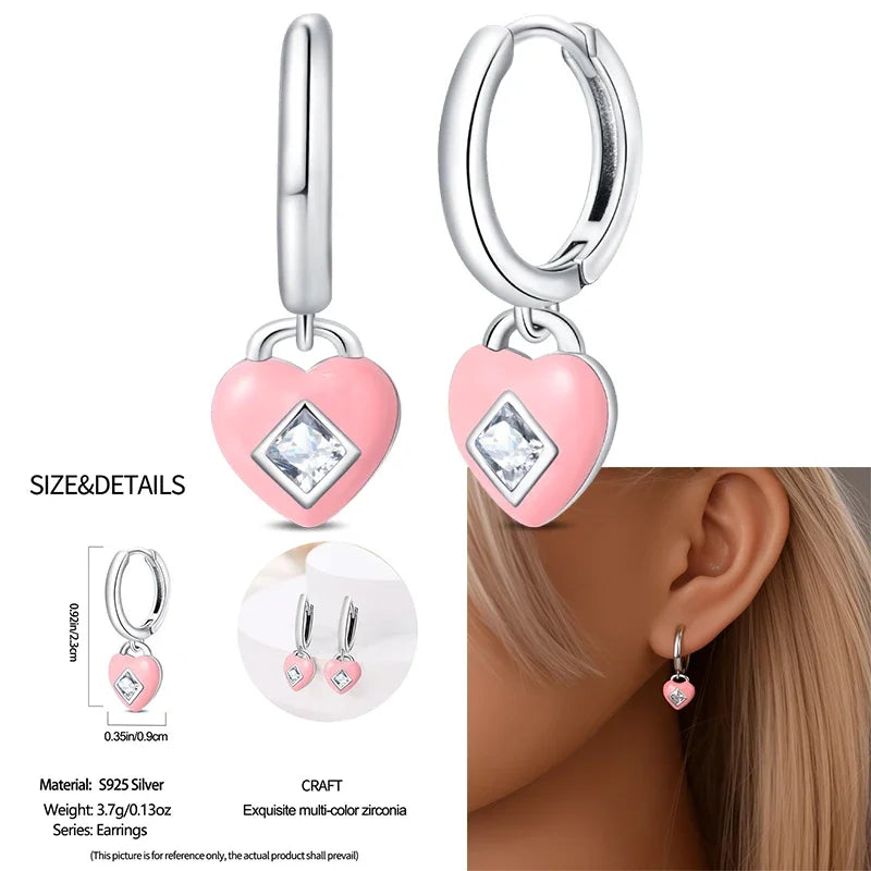 925 Sterling Silver Christmas Blue Snowflakes Tassel Diamond Earrings Red Bow for Women Creative Jewelry Christmas Themed Gifts