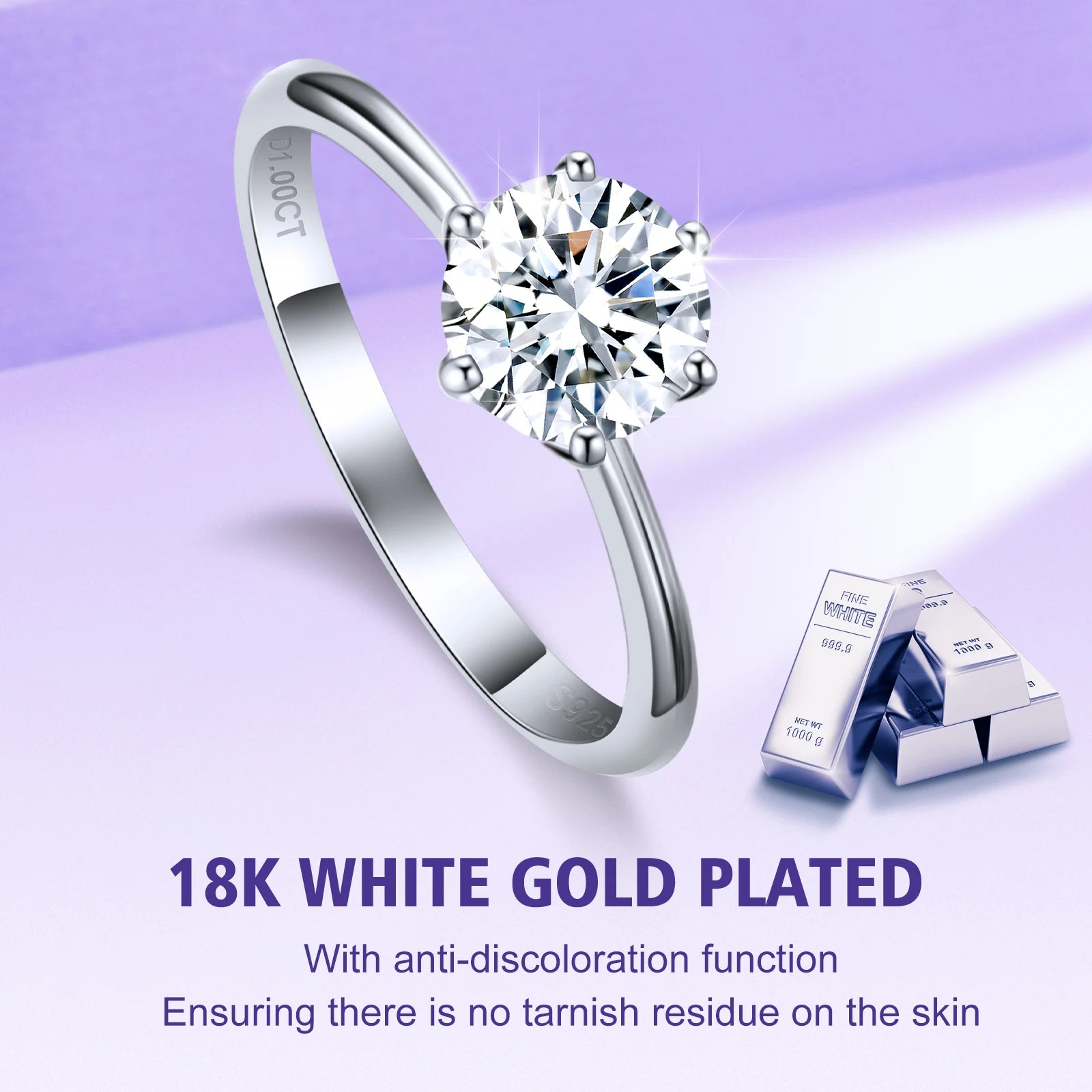 TUHE Unisex 925 Silver Iced Out Ring Moissanite Stone Iced Out Couple Rings Women For Men Hip Hop Jewelry Anniversary Gifts