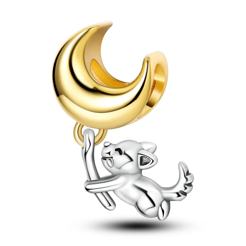 Original Charms Beads 925 Sterling Silver Golden Leopard Firefly Butterfly Hot Air Balloon Beads Fit DIY Bracelet Fine Jewelry
