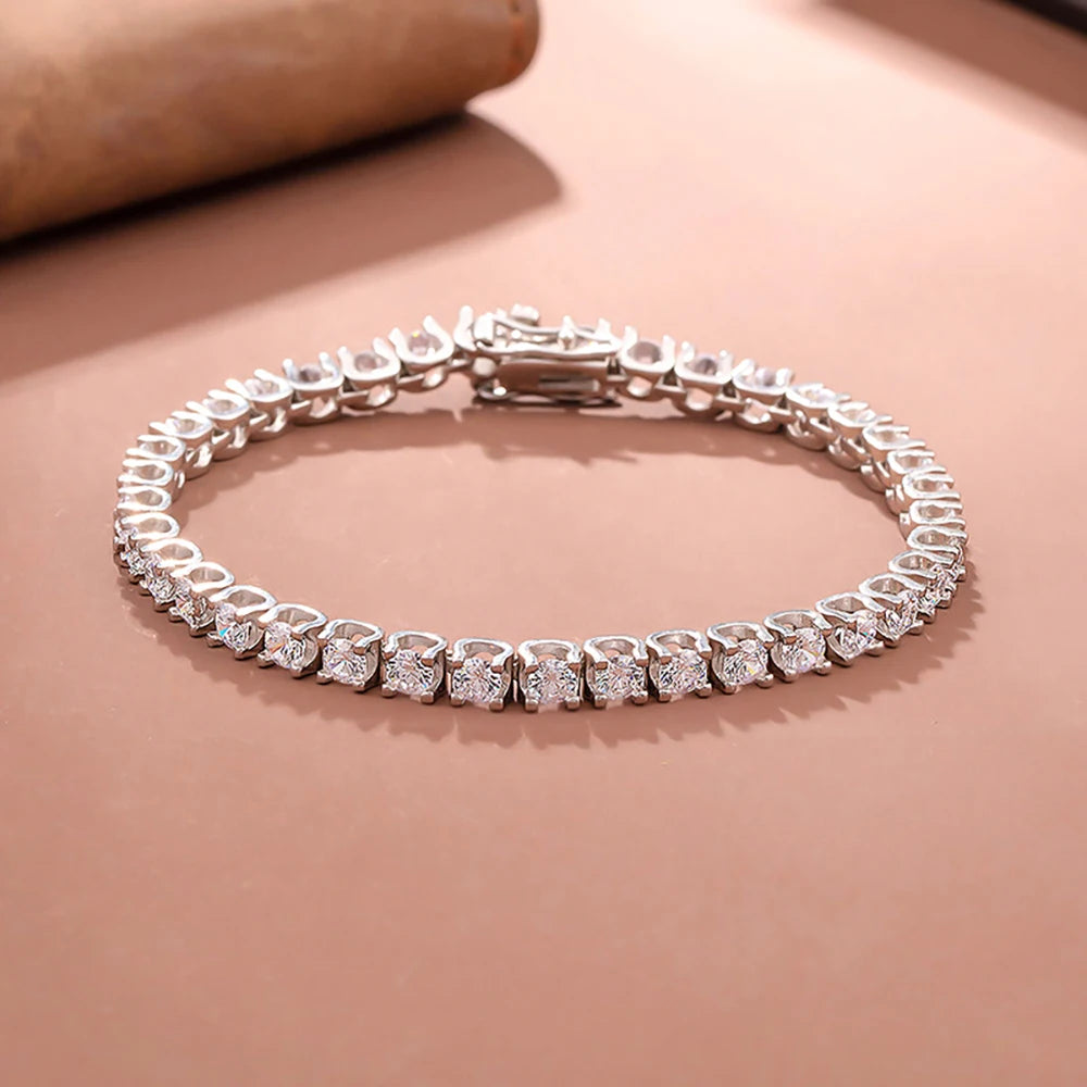 Serenity 3.5mm D Color Moissanite Tennis Bracelet for Women Men Gift S925 Sterling Silver Bracelet Plated 18K Hand Chain Jewelry - Madeinsea©