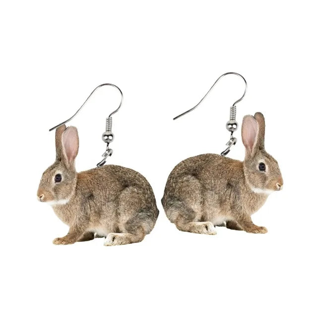 Boucles d'oreilles pendantes en acrylique pour femme, cadeau de Pâques, motif lapin mignon, bijoux intéressants pour festival et fête