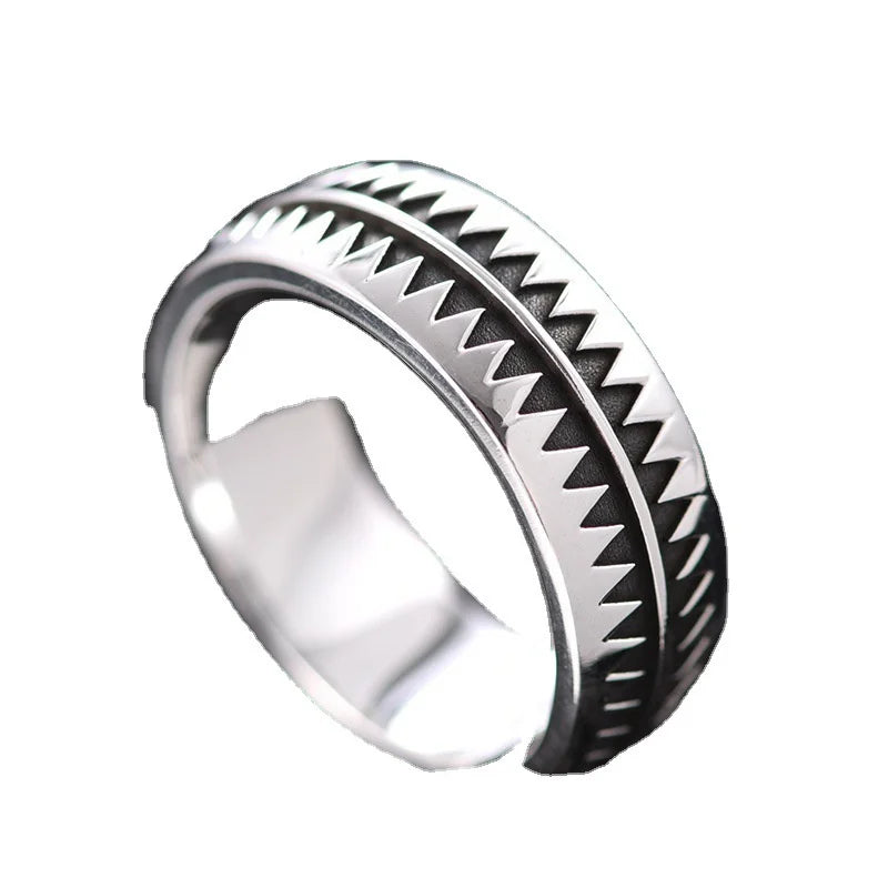 Mode Hip-Hop Sägezahn Design Ring für Männer Schmuck Persönlichkeit Männlichen Zeigefinger Ring S925 Schmuck Geschenk für Freund