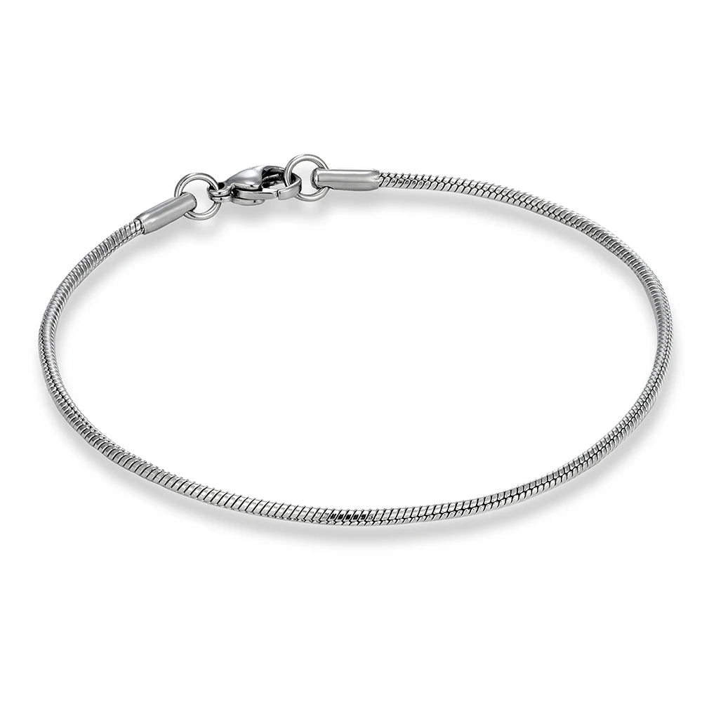 MKENDN Simple Style Mens Bracelet 1mm Thin Silver Snake Bracelet Chain Snake Chain Mens Women Couple Lover Jewelry Gifts