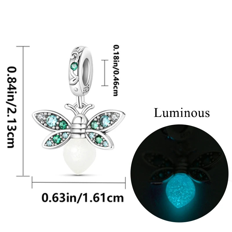 2024 neue 925 Sterling Silber Charms Glühwürmchen Sterne Glühende Leuchtende Charme Perlen für Original Anhänger Armbänder DIY Schmuck Geschenk