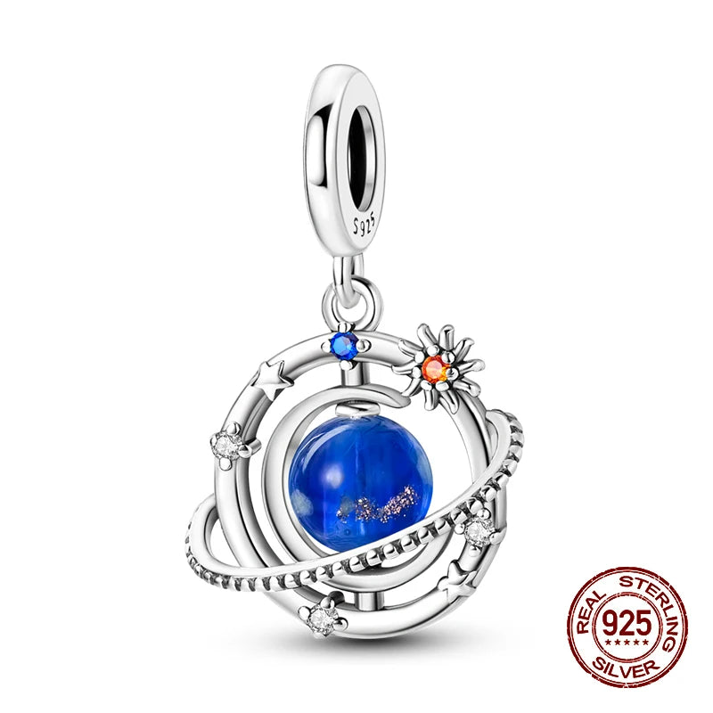 100% 925 Sterling Silver Sparkling Cat Moon Sun and Stars Charms Pendants Fit 3mm 925 Original Bracelets DIY Fine Jewelry