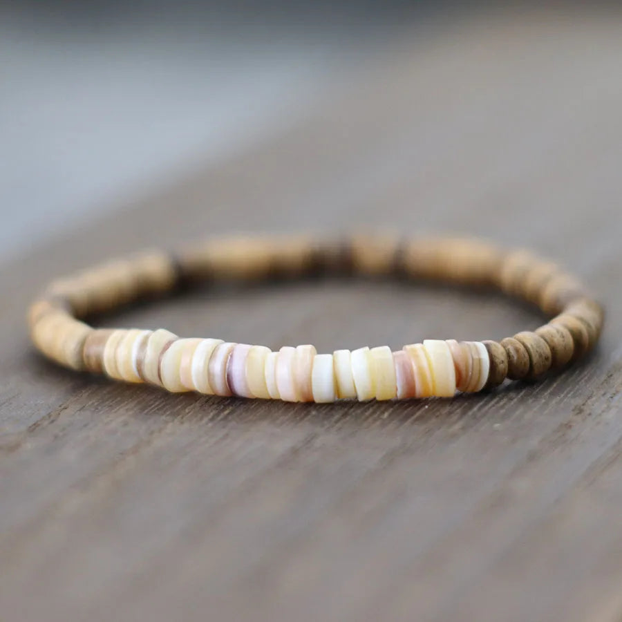 Handmade Coconut Bead Bracelet For Men Natural Meditation Jewelry Accessories Grade A Shell Braclet Beach Surfing Cycling Joias