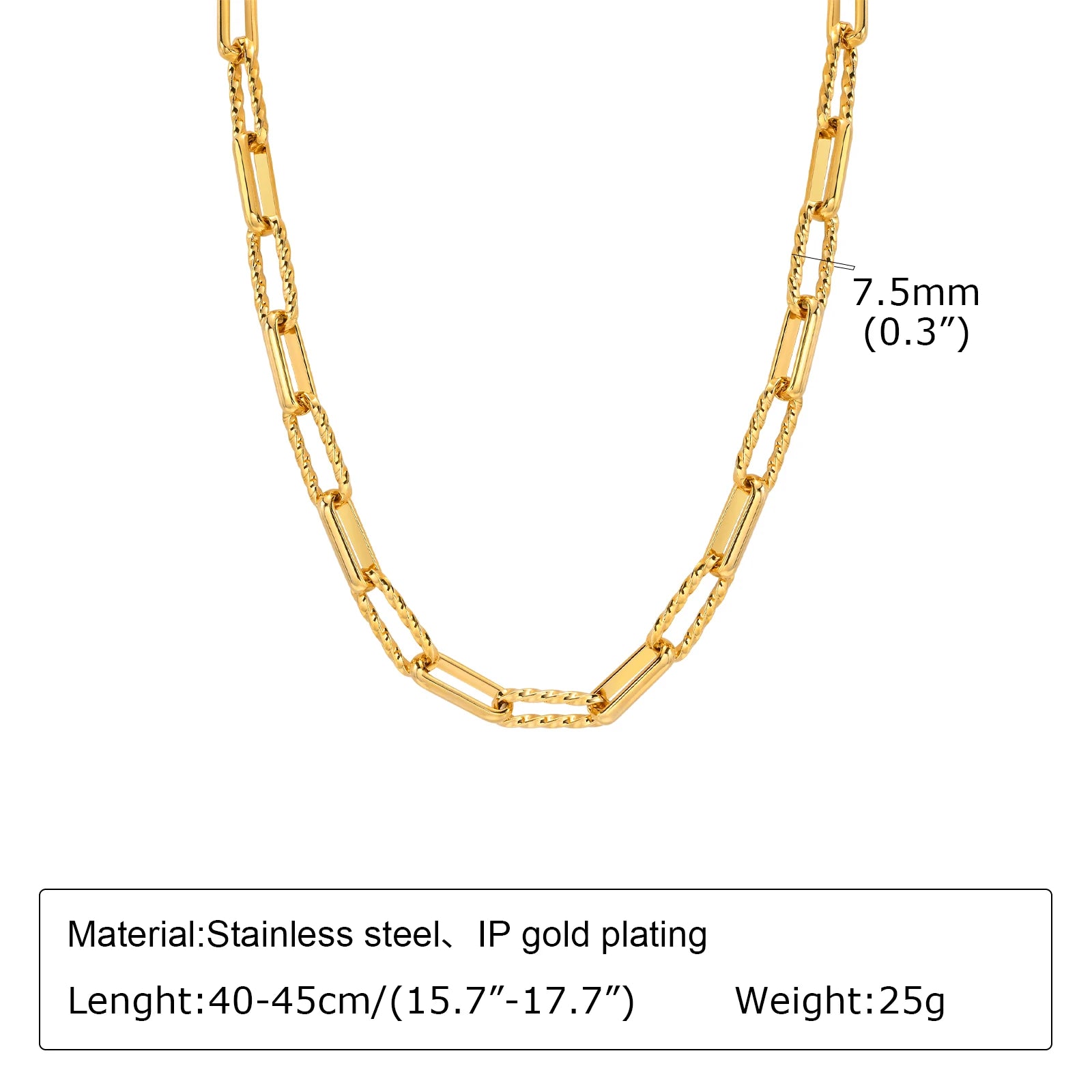 Chunky Gold Plated Link Necklace For Women, Stainless Steel Oval Thick Chain Choker Minimalist Jewelry