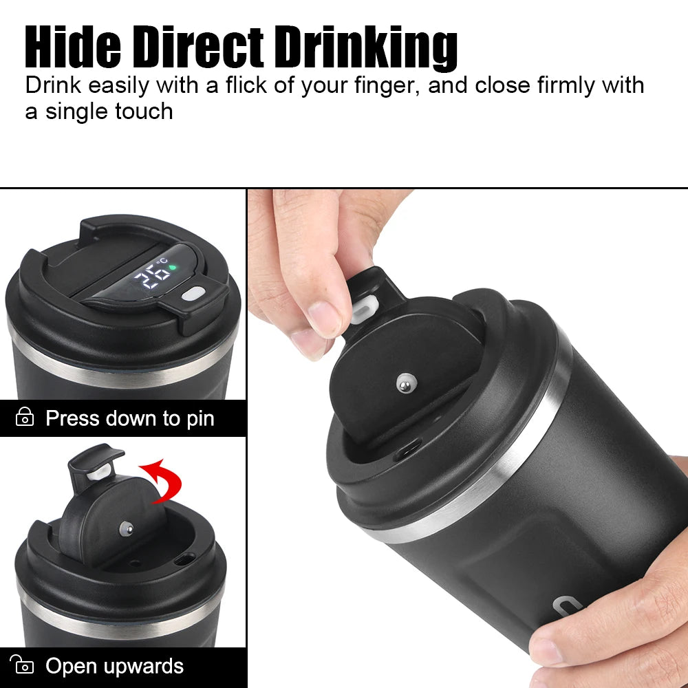 Leak_Proof Travel Thermo Cup Thermo Cafe 510ML Coffee Mug Temperature Display Car Thermos Mug for Tea Water Coffee