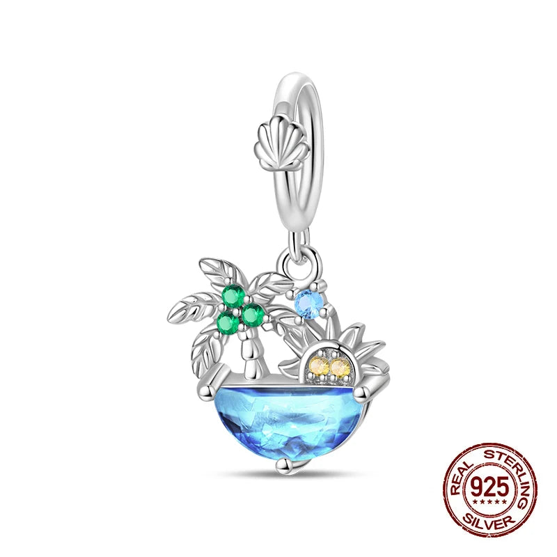 Summer New 925 Sterling Silver Zircon Crab Octopus Jellyfish Turtle Shell Charms Beads Fit Original Bracelets DIY Jewelry Gifts