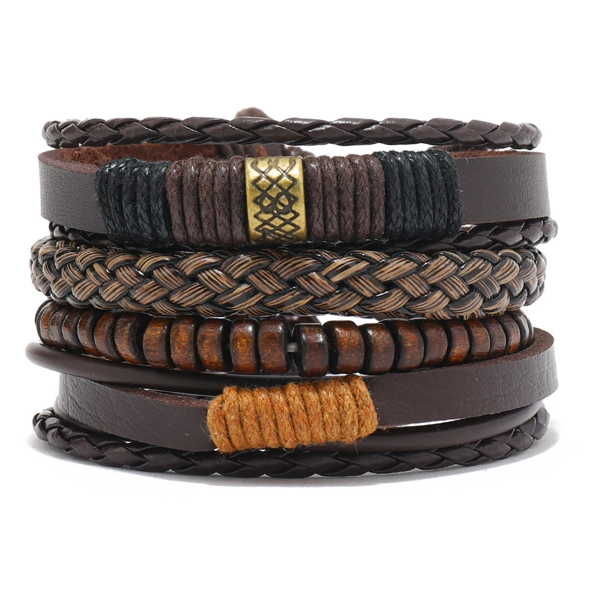 Wholesale Best-selling Multi-layer Buddha Bead Beaded Bracelets Men's Retro Style Multi-layer Elastic Thread Adjustable Wooden