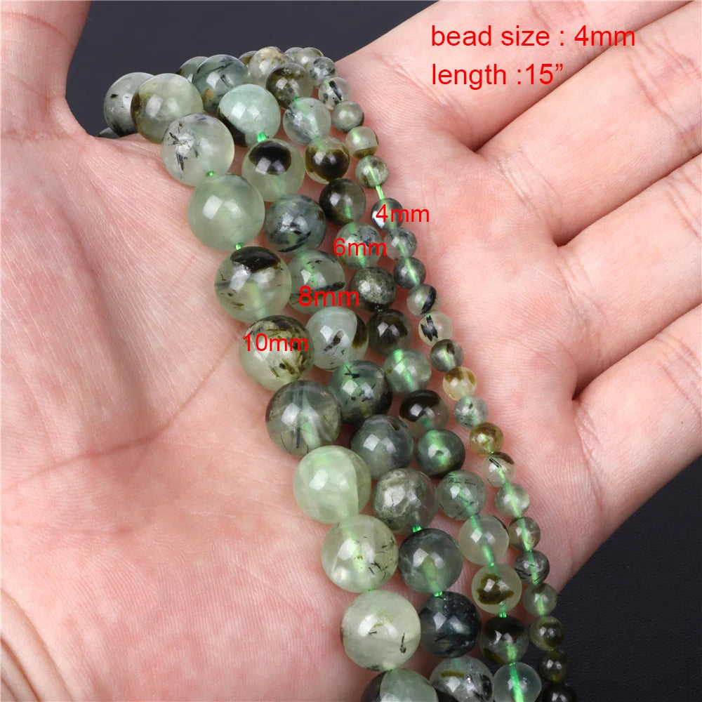 Natural Stone Beads Green Prehnites Round Faceted Loose Spacer Raw Chip Bead For Jewelry Making Needlework Diy Bracelet Necklace