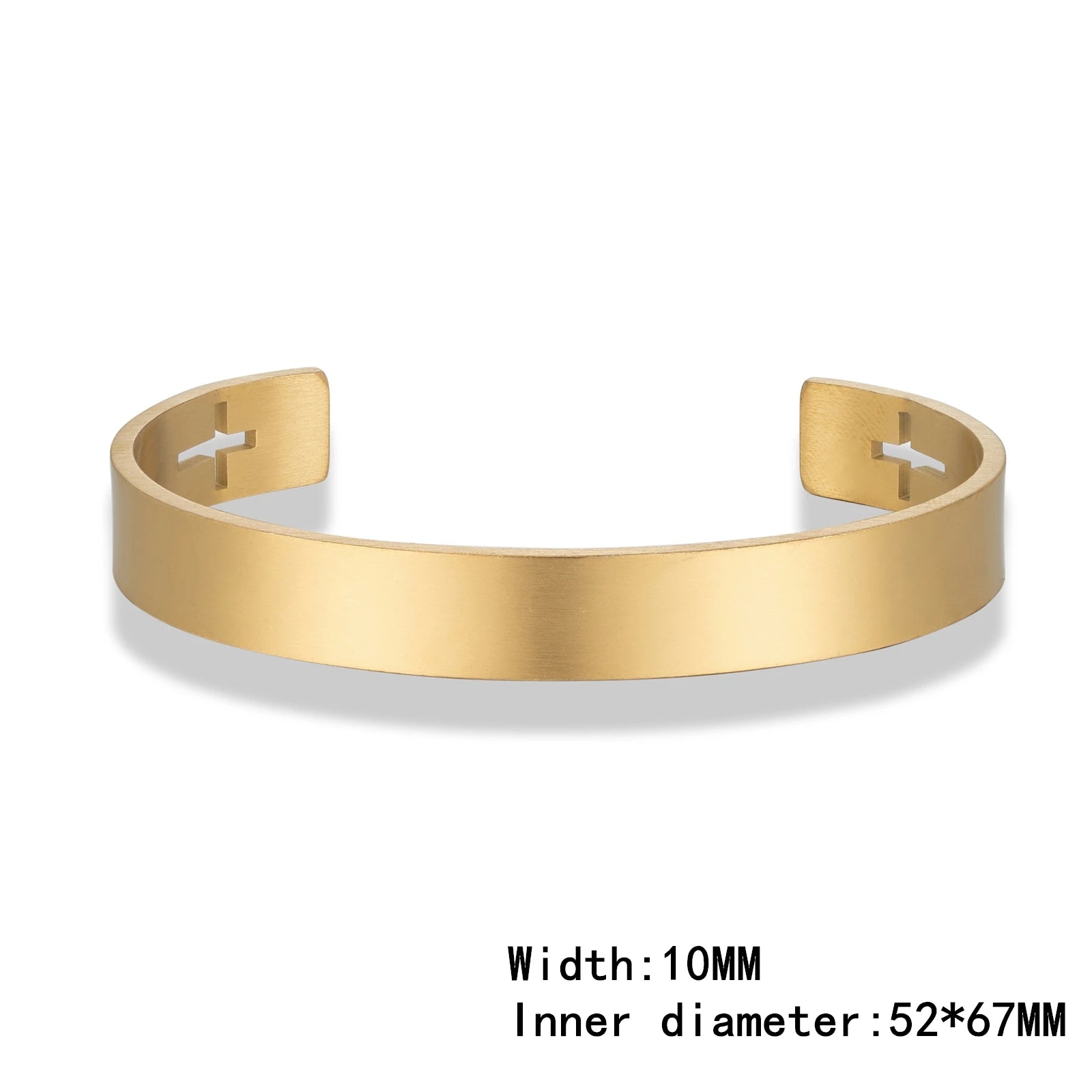 Gold Color Stainless Steel Cross Cuff Bracelet for Men Carving Design Fashion Wristband Hand Accessory Perfect Gift for Him