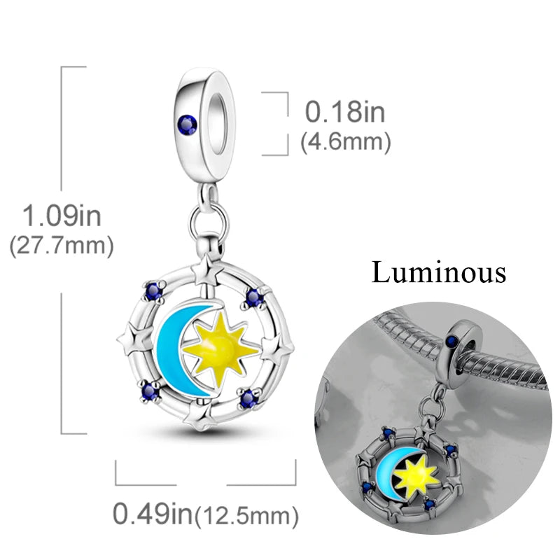 2024 neue 925 Sterling Silber Charms Glühwürmchen Sterne Glühende Leuchtende Charme Perlen für Original Anhänger Armbänder DIY Schmuck Geschenk