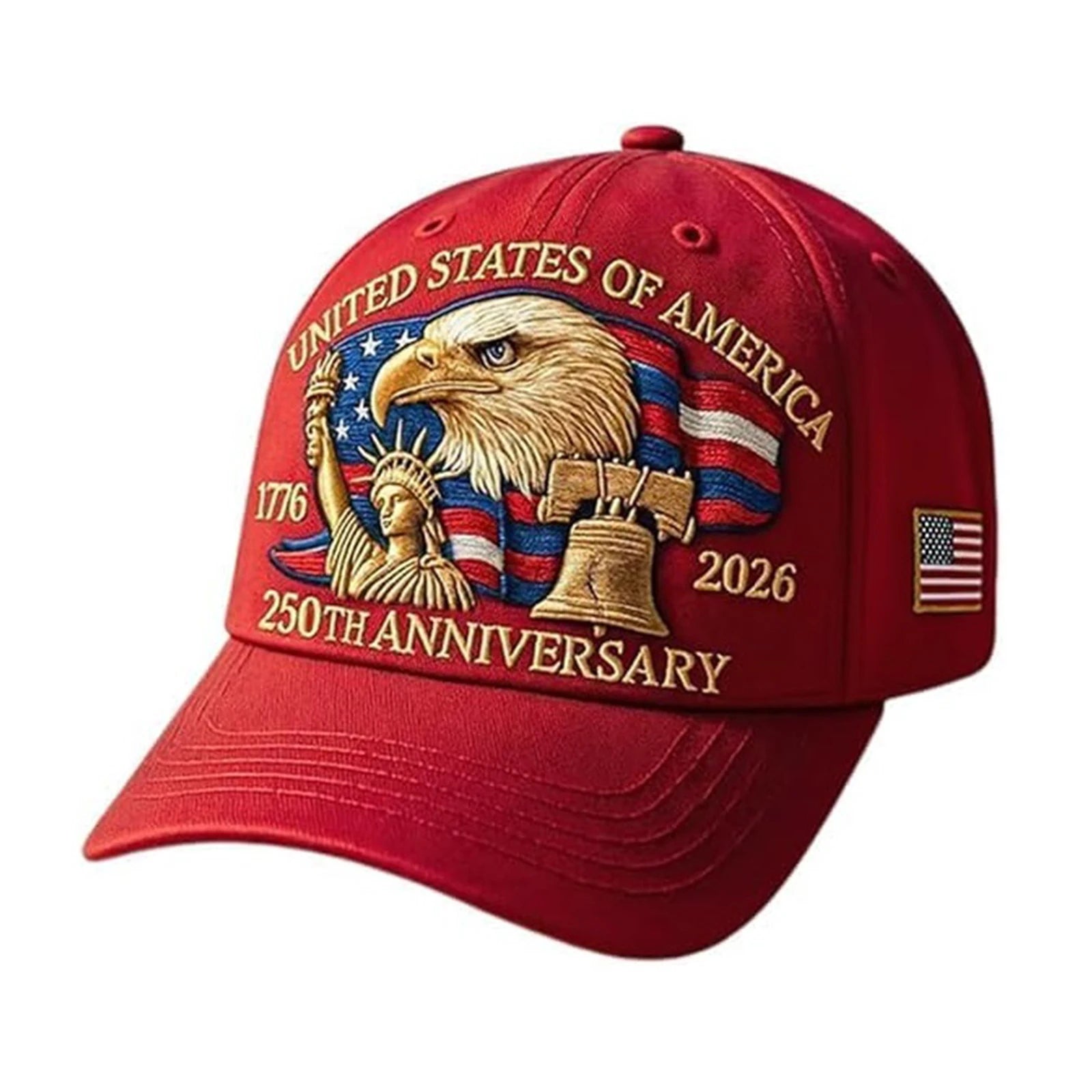 United States 250th Anniversary Cap Adjustable Washed Cotton Baseball Cap Vintage Tribute Eagle Printed Patriotic Trucker Hat - Madeinsea©