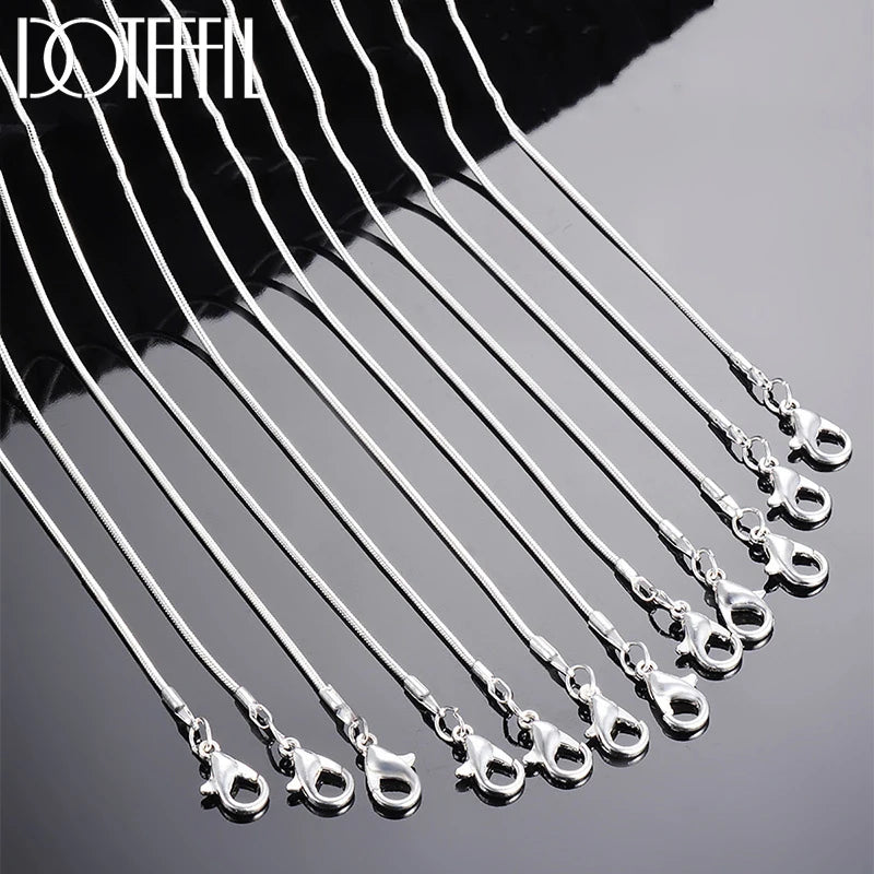 DOTEFFIL 925 Sterling Silver 5/10pcs/Lot 16/18/20/22/24/26/28/30 Inch 1.2mm Snake Chain Necklace For Woman Man Fashion Jewelry - Madeinsea©