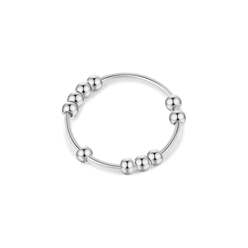 Fashion Simple Stainless Steel Rotate Freely Spinner Ring For Women Men Trend Spiral Bead Relief Antistress Jewelry Dropshipping - Madeinsea©