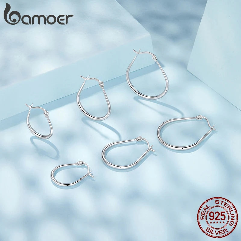 BAMOER Große ovale Creolen aus 925er Sterlingsilber, klobige, hypoallergene Ohrringe, ideal für Damen, Punk- und klassischer Schmuck, perfektes Geschenk